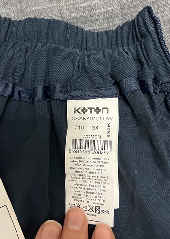 Drapeli Lacivert Keten Kadın Pantolon - Görsel 3