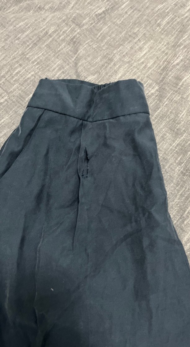 Drapeli Lacivert Keten Kadın Pantolon - Görsel 4