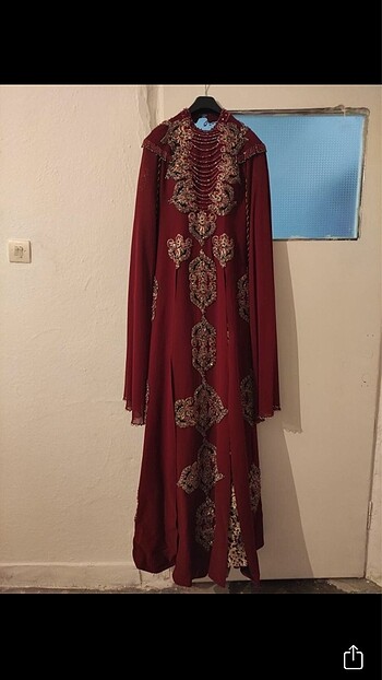 38 Beden bordo Renk TESETTÜR KINALIK KAFTAN ABİYE