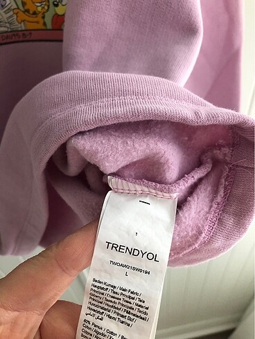 l Beden pembe Renk Trendyol garfield sweatshirt