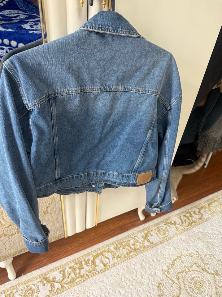 Düğmeli Mavi Kadın Kot Ceket - Görsel 2