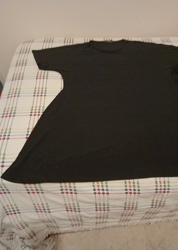 Siyah, Uzun, Salaş Kesim Kadın Tişört - Görsel 2