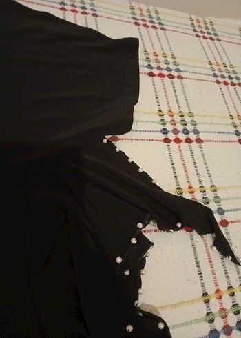 Siyah, Uzun, Salaş Kesim Kadın Tişört - Görsel 7