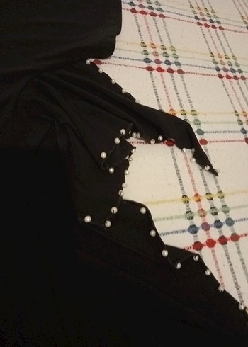 Siyah, Uzun, Salaş Kesim Kadın Tişört - Görsel 6