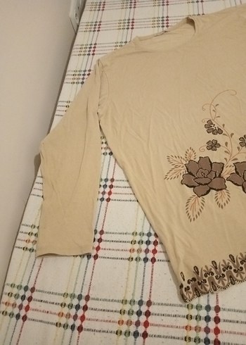 Bej Bohem Dantel Detaylı Hamile Bluzu - Görsel 2