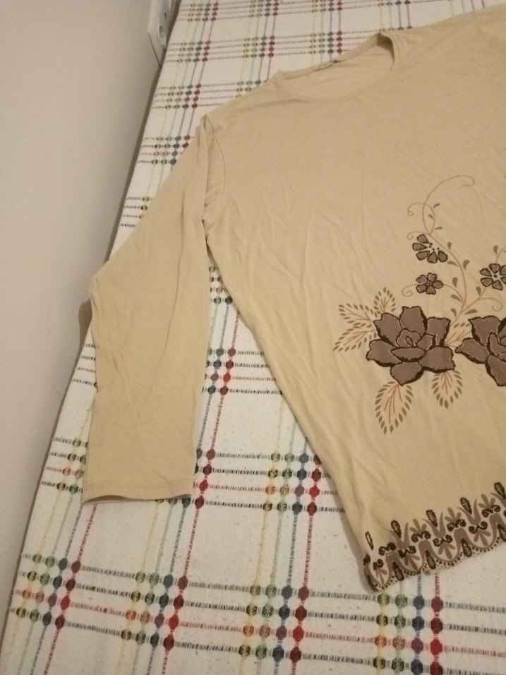 Bej Bohem Dantel Detaylı Hamile Bluzu - Görsel 2