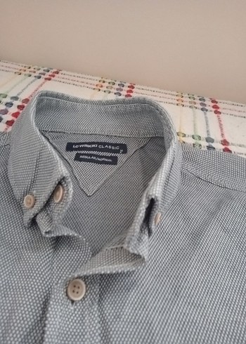 Gri Beyaz uzun Kollu Pamuklu Erkek Gömlek - Görsel 4