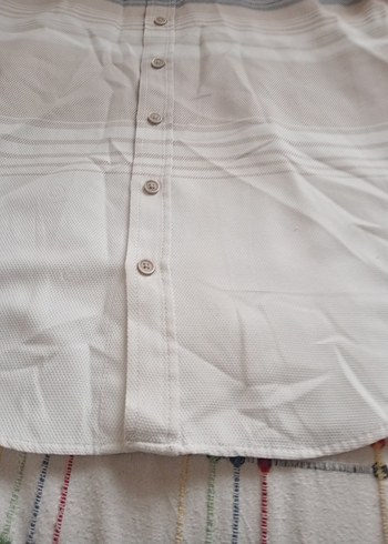 Gri Beyaz uzun Kollu Pamuklu Erkek Gömlek - Görsel 2