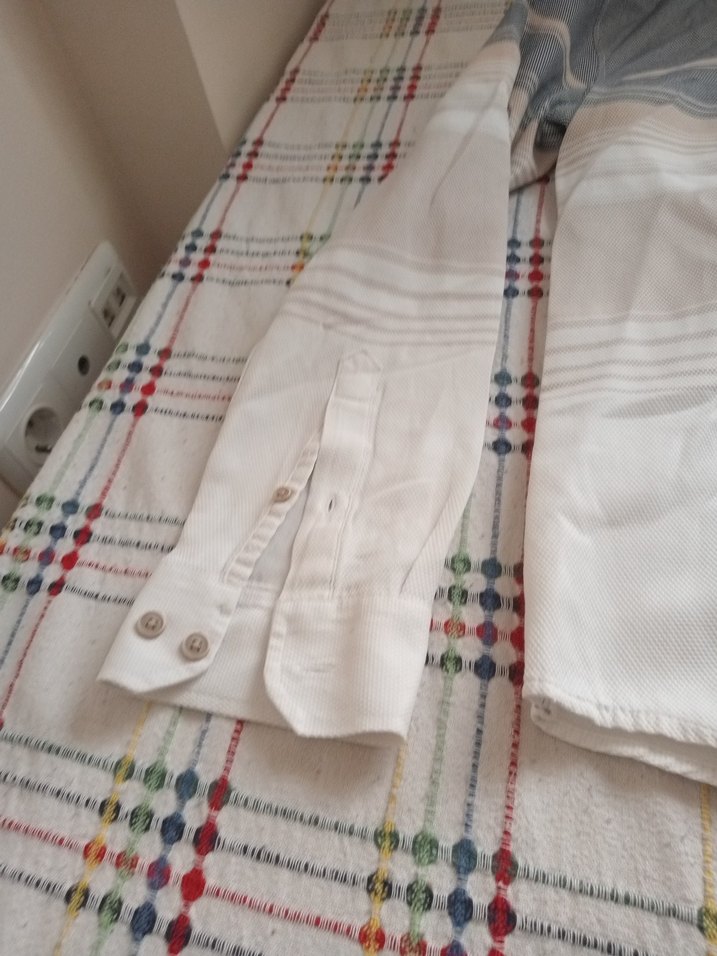 Gri Beyaz uzun Kollu Pamuklu Erkek Gömlek - Görsel 3