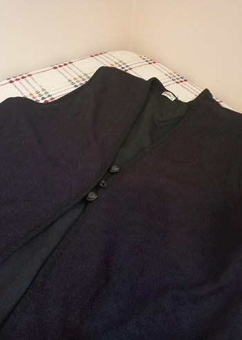 Düğmeli Siyah Uzun Kadın Yelek - Görsel 3