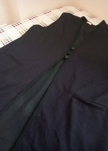 Düğmeli Siyah Uzun Kadın Yelek - Görsel 2