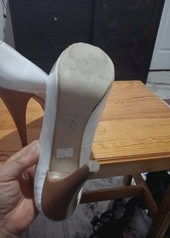 Beyaz Rugan Topuklu Kadın Stiletto - Görsel 5