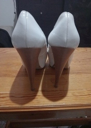 Beyaz Rugan Topuklu Kadın Stiletto - Görsel 4