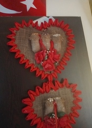 Kırmızı Kalp Tasarımlı Duvar Süsü - Görsel 2