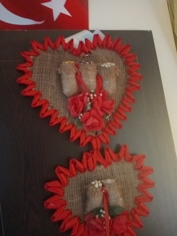 Kırmızı Kalp Tasarımlı Duvar Süsü - Görsel 2