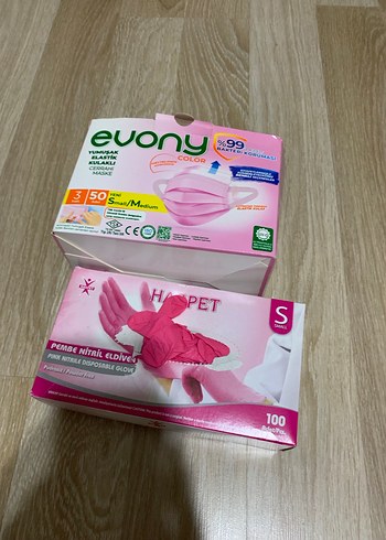 Pembe Nitril Eldiven ve maske - Görsel 6