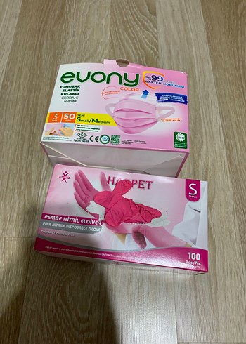 Pembe Nitril Eldiven ve maske - Görsel 5