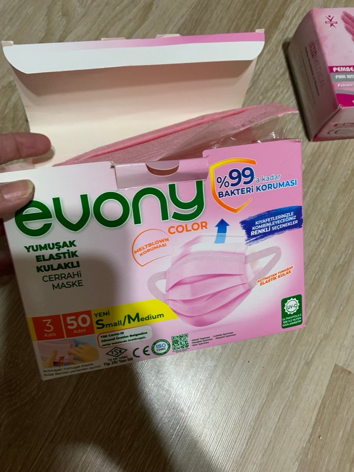 Pembe Nitril Eldiven ve maske - Görsel 3