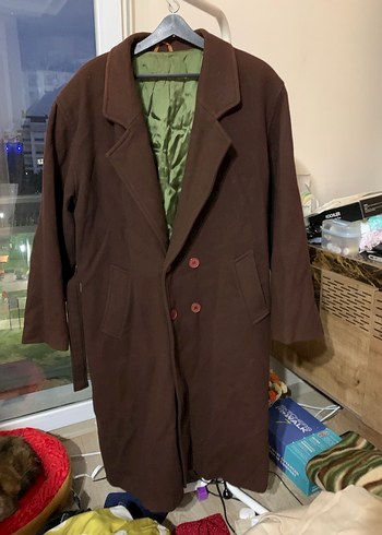 Kahverengi Kuşaklı Erkek Uzun Kaban - Görsel 3