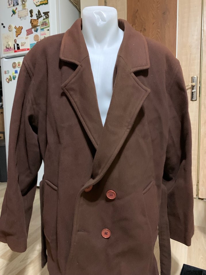 Kahverengi Kuşaklı Erkek Uzun Kaban - Görsel 2