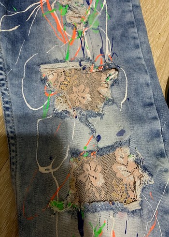 Renkli Salaş Kadın Kot Pantolon - Görsel 2