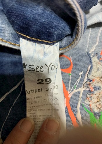 Renkli Salaş Kadın Kot Pantolon - Görsel 5