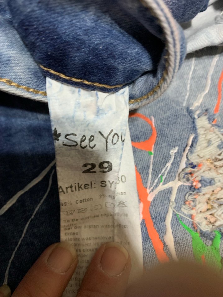 Renkli Salaş Kadın Kot Pantolon - Görsel 5