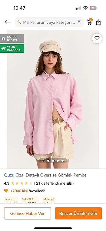 Zara pembe oversize gömlek