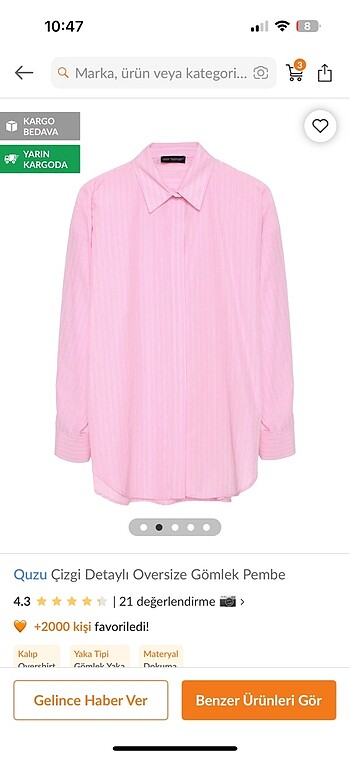 Zara Zara pembe oversize gömlek