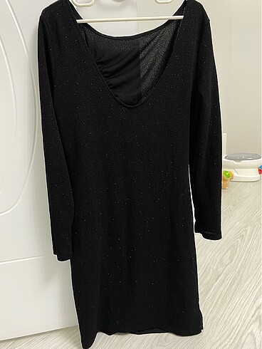 xl Beden siyah Renk Parıltılı mini elbise