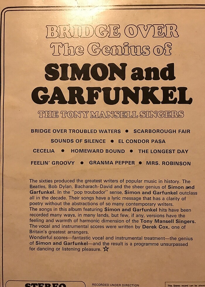 TMS - Bridge Over the Genius of Simon and Garfunkel 33lük Plak - Görsel 5