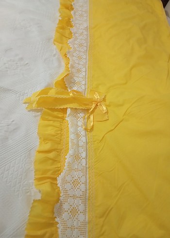 İşlemeli Beyaz Parlak Yatak Örtüsü - Görsel 7