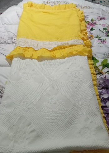 İşlemeli Beyaz Parlak Yatak Örtüsü - Görsel 9