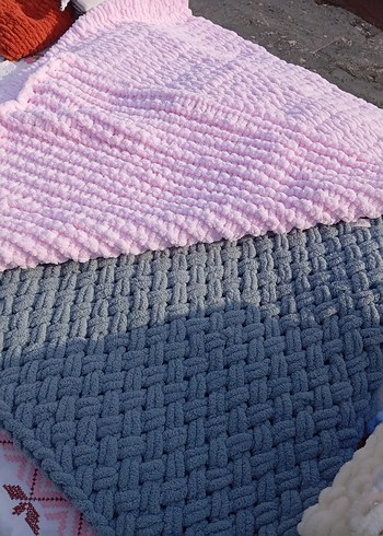Pembe Örgü Çocuk Battaniyesi ve Bere Seti - Görsel 4