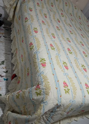 Nakışlı Beyaz Pastel Yatak Örtüsü - Görsel 6