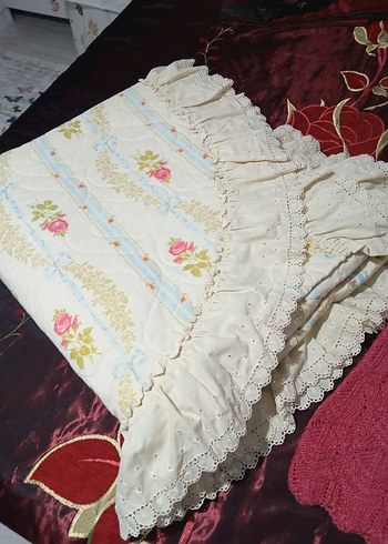 Nakışlı Beyaz Pastel Yatak Örtüsü - Görsel 12