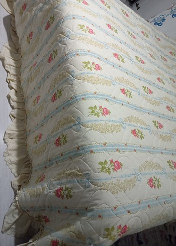 Nakışlı Beyaz Pastel Yatak Örtüsü - Görsel 4