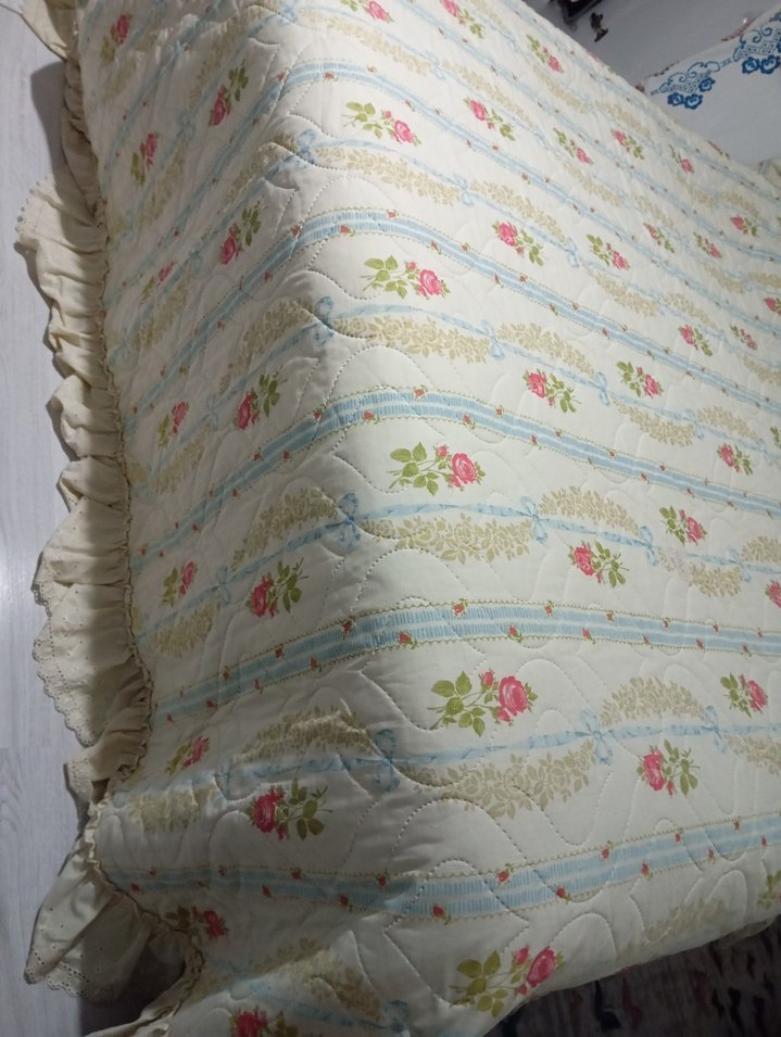 Nakışlı Beyaz Pastel Yatak Örtüsü - Görsel 4