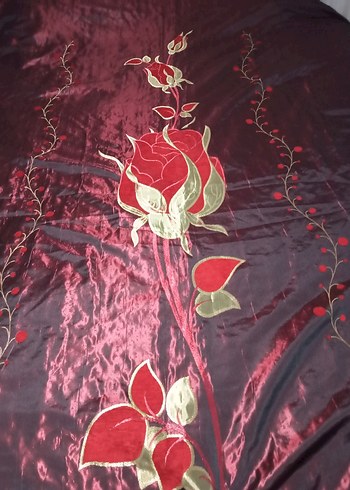Bordo Nakışlı yatak örtüsü - Görsel 5