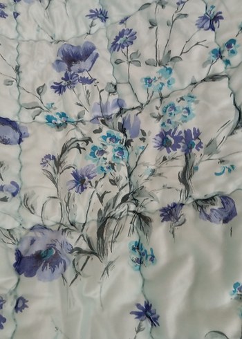 Pastel Mavi Çiçek Desenli yorgan - Görsel 3