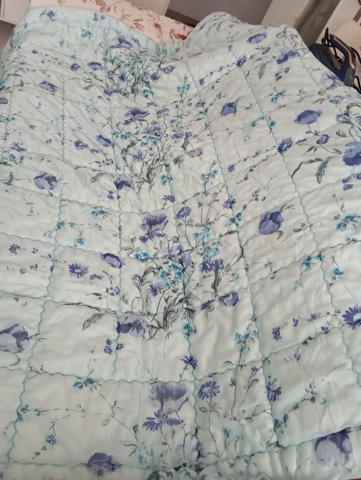 Pastel Mavi Çiçek Desenli yorgan - Görsel 2