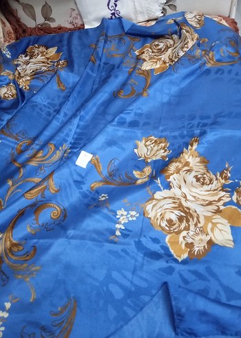 Mavi Parlak İpek Kadın Fular - Görsel 4