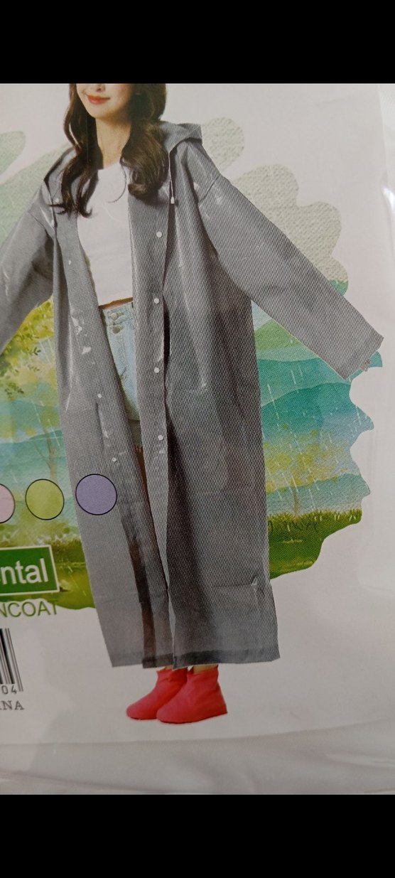 Gri Uzun Düğmeli Kadın Yağmurluk - Görsel 4