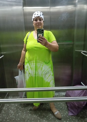 Trendyol & Milla Yeşil Bağlama Desenli Salaş Hamile Midi Elbise