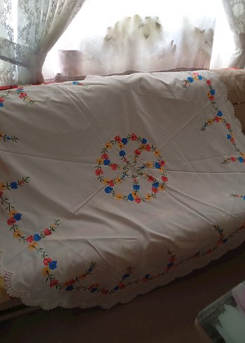Beden beyaz Renk kasnak el yapması Beyaz Masa Örtüsü