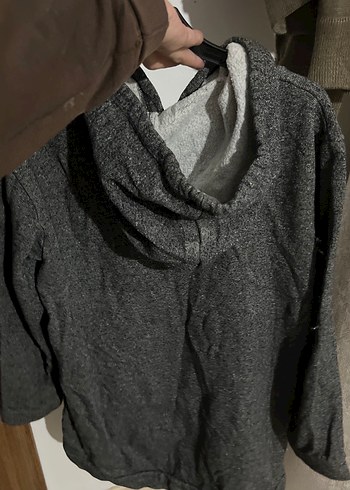 Gri Uzun Kollu Örme Kadın Sweatshirt