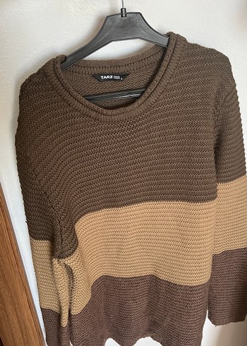 Kahverengi Örgü Salaş Kazak - Görsel 2