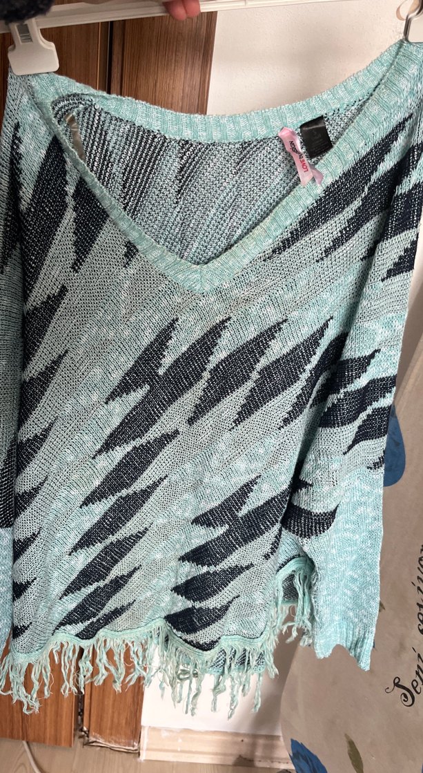 Bohem V Yaka Uzun Kollu Panço - Görsel 2