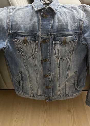 Düğmeli Mavi Denim Kadın Ceket - Görsel 2