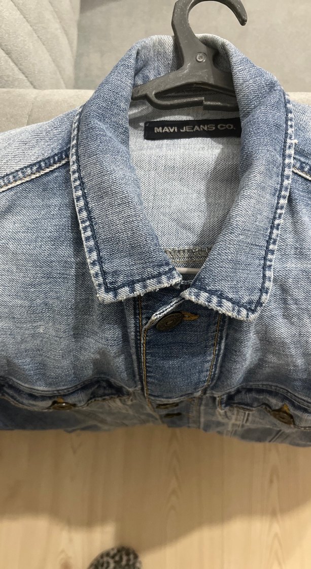 Düğmeli Mavi Denim Kadın Ceket - Görsel 3